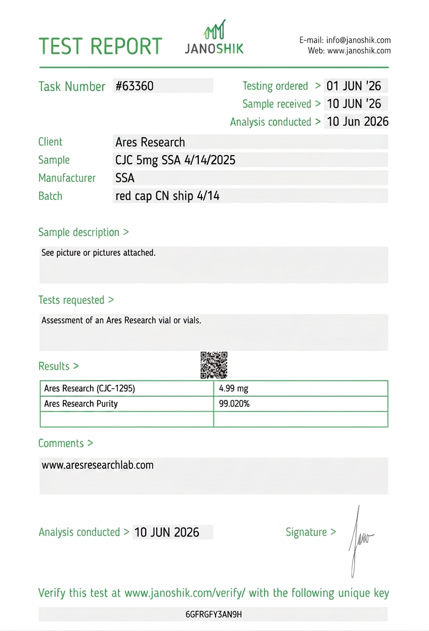 CJC-1295 (mod GRF 1-29) 5mg — Janoshik Analytical (Jun 2026)