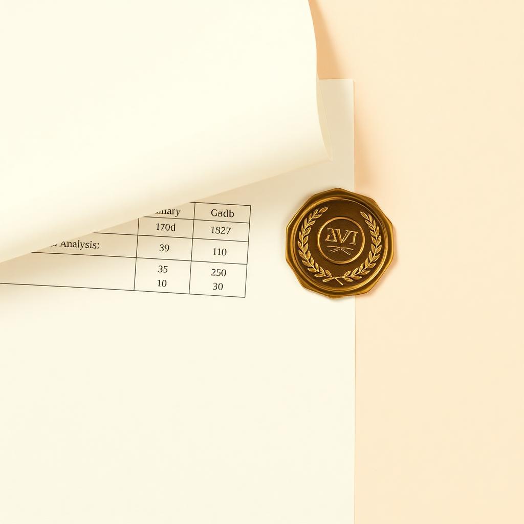 Certificate of Analysis with bronze wax seal