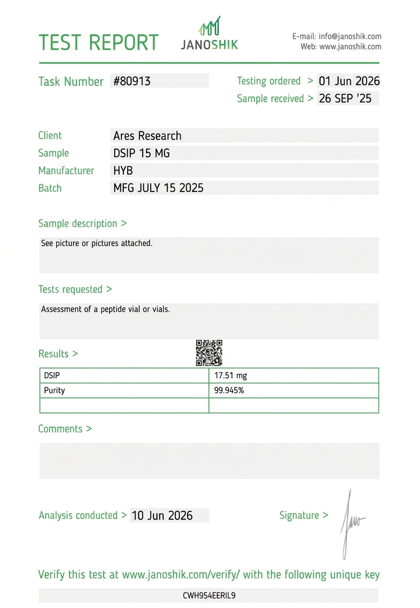 DSIP 15mg — Janoshik Analytical (Jun 2026)