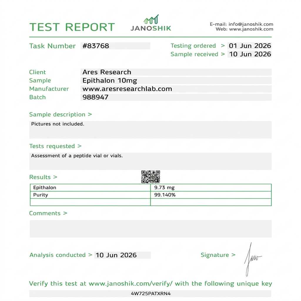 Epithalon — Janoshik Analytical (Jun 2026) certificate of analysis