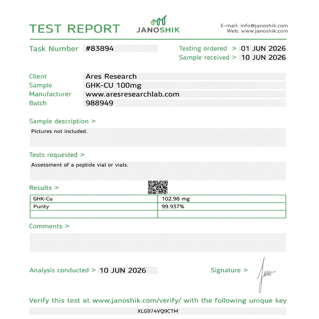 GHK-Cu — Janoshik Analytical (Jun 2026) certificate of analysis