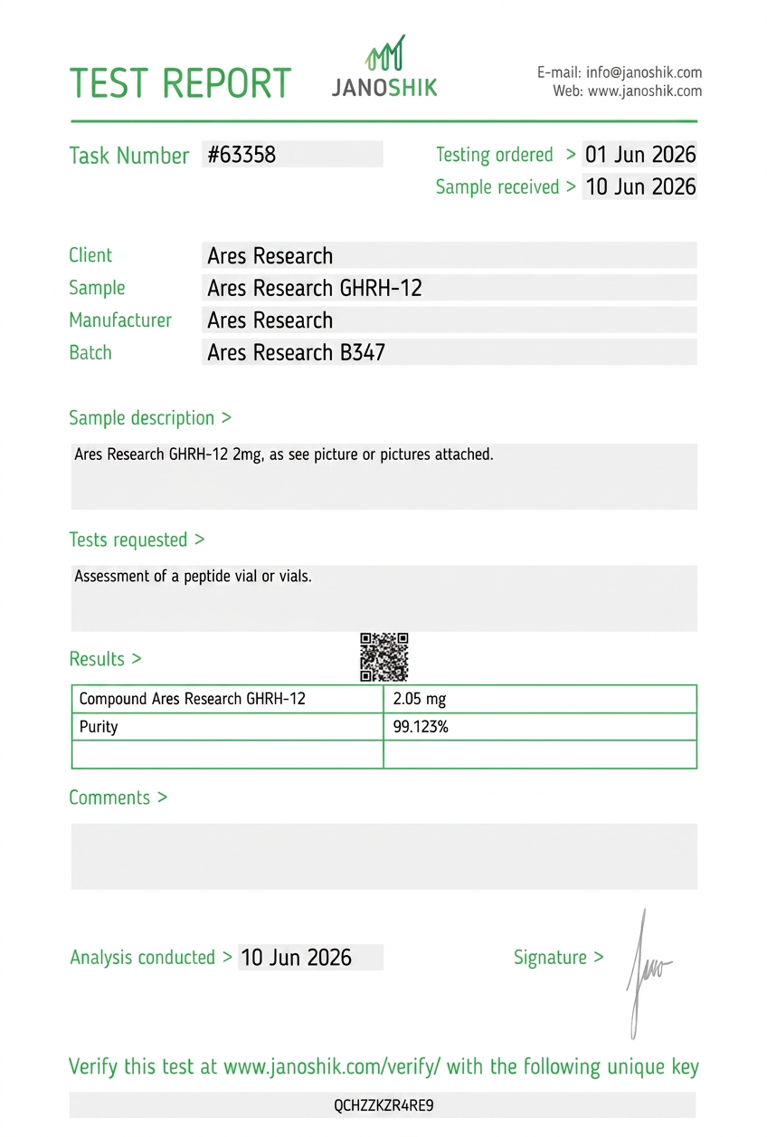 LL-37 5mg — Janoshik Analytical (Jun 2026) certificate of analysis