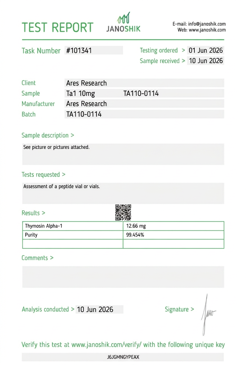 Thymosin Alpha-1 10mg — Janoshik Analytical (Jun 2026)